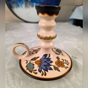 Mid-Century Vintage Candle Holder “Flora” Gouda Plateel Holland